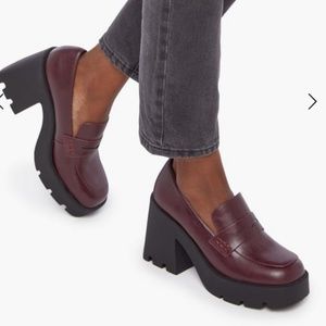 Maroon Heeled loafer. Barely worn, still has original box.
